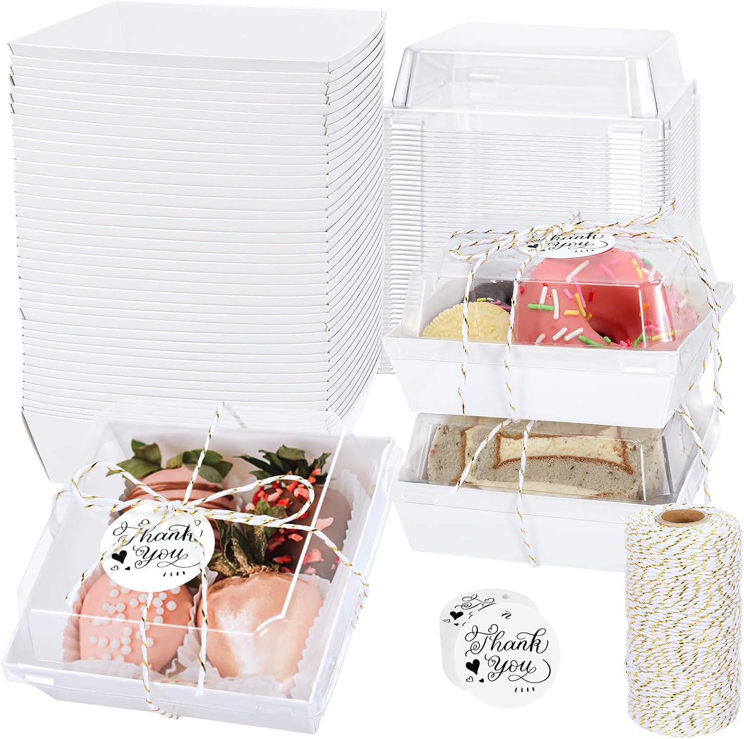JuneHeart 60 Pack Charcuterie Boxes with Clear Secure Lids