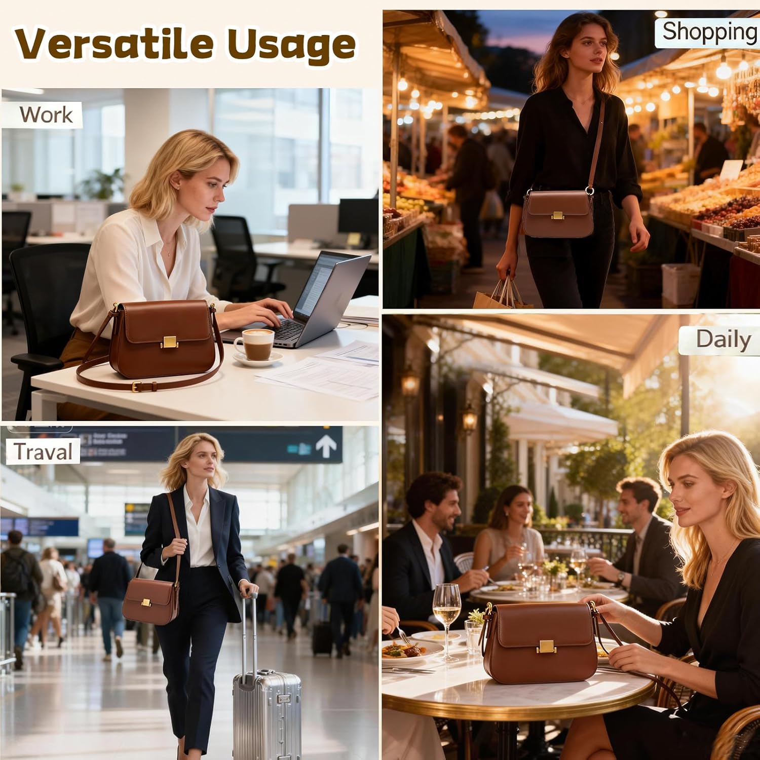 Shoulder Bags for Women, Genuine Leather Vintage Crossbody Purses Handbags-Adjustable Strap Women's Purses - Image 7