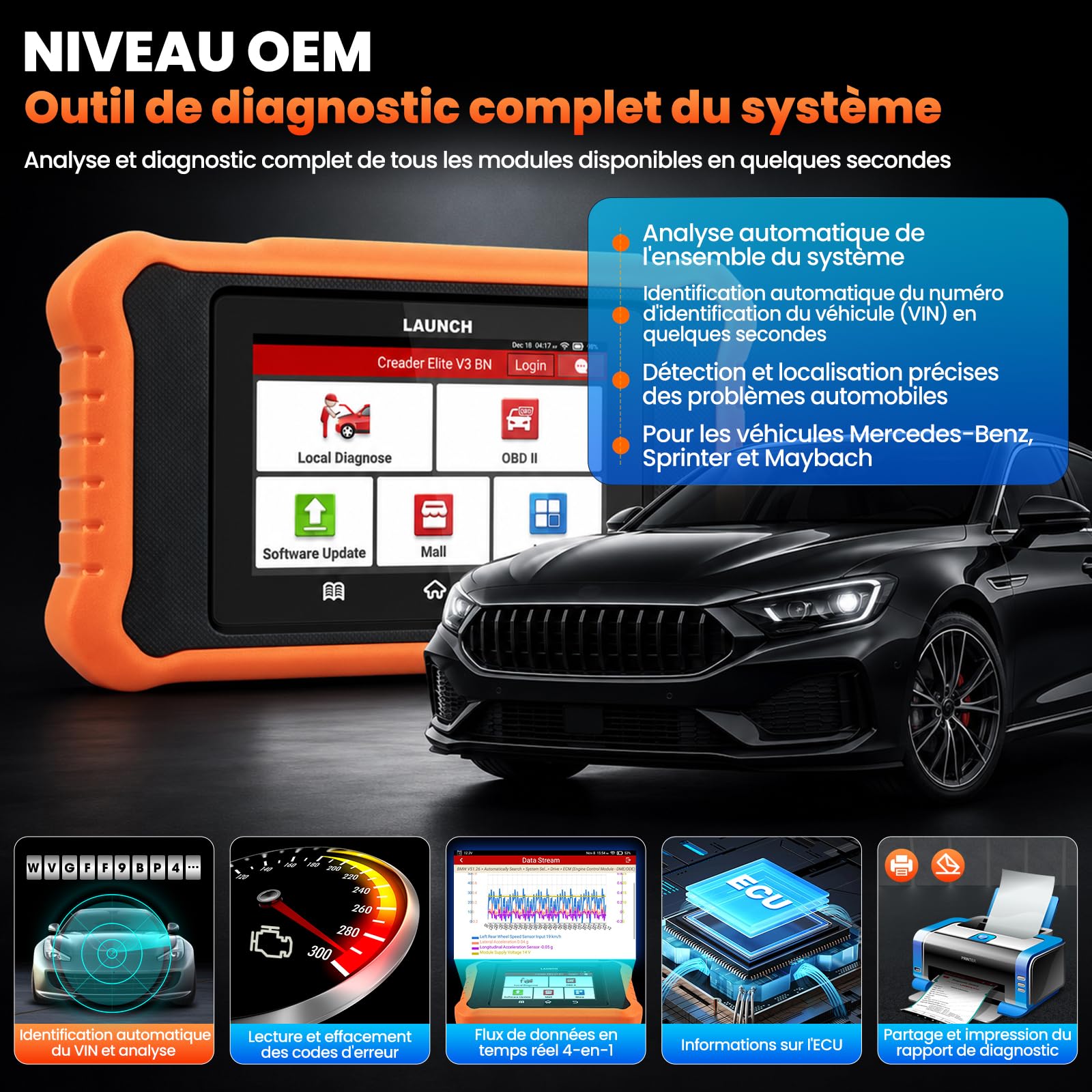 LAUNCH X431 Valise Diagnostic Auto V3.0 pour Mercedes-Benz/Sprinter/Maybach