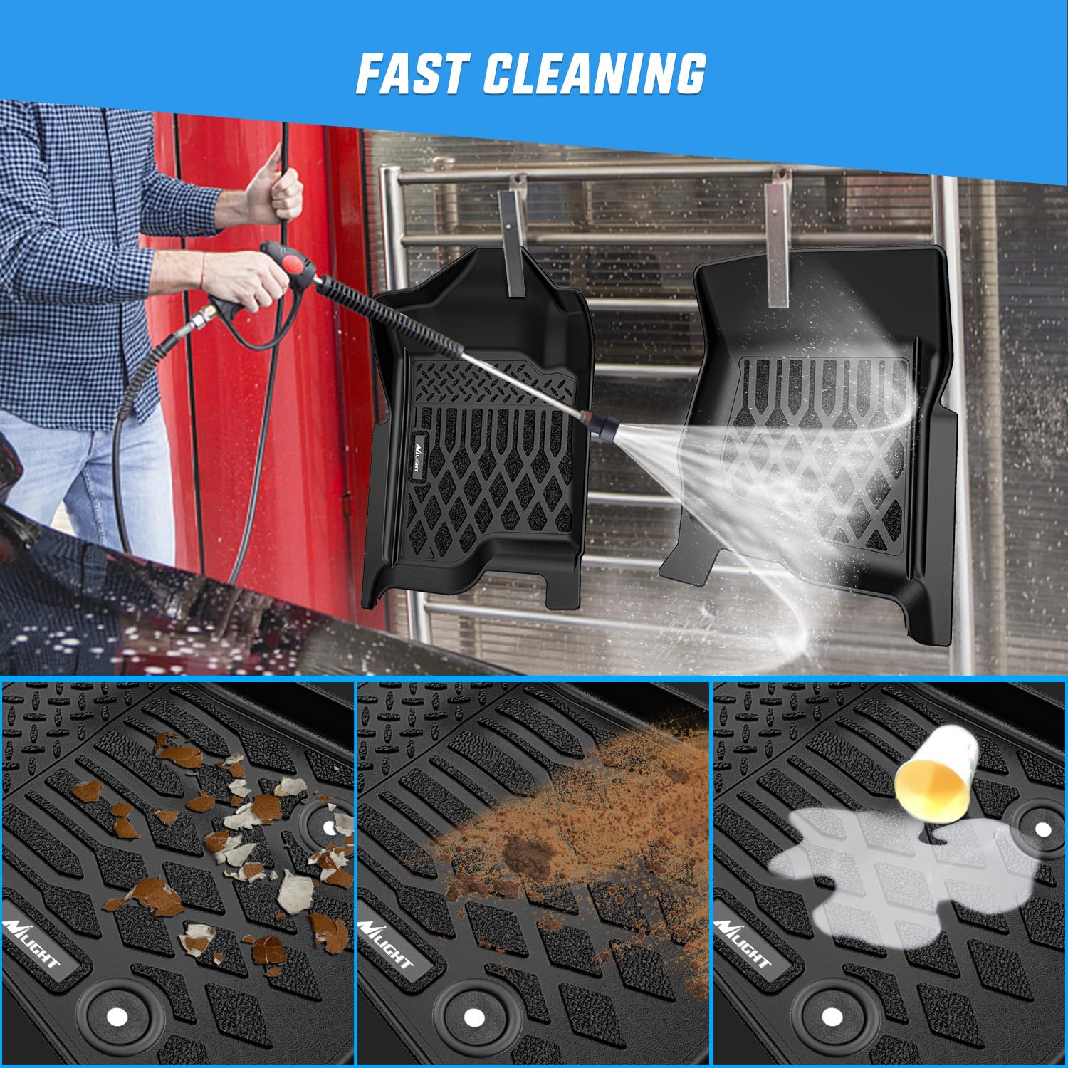 Nilight TPE Floor Mats for Chevy Silverado GMC Sierra 1500 Crew Cab 2007-2013 Silverado GMC Sierra 2500 3500 — view 5