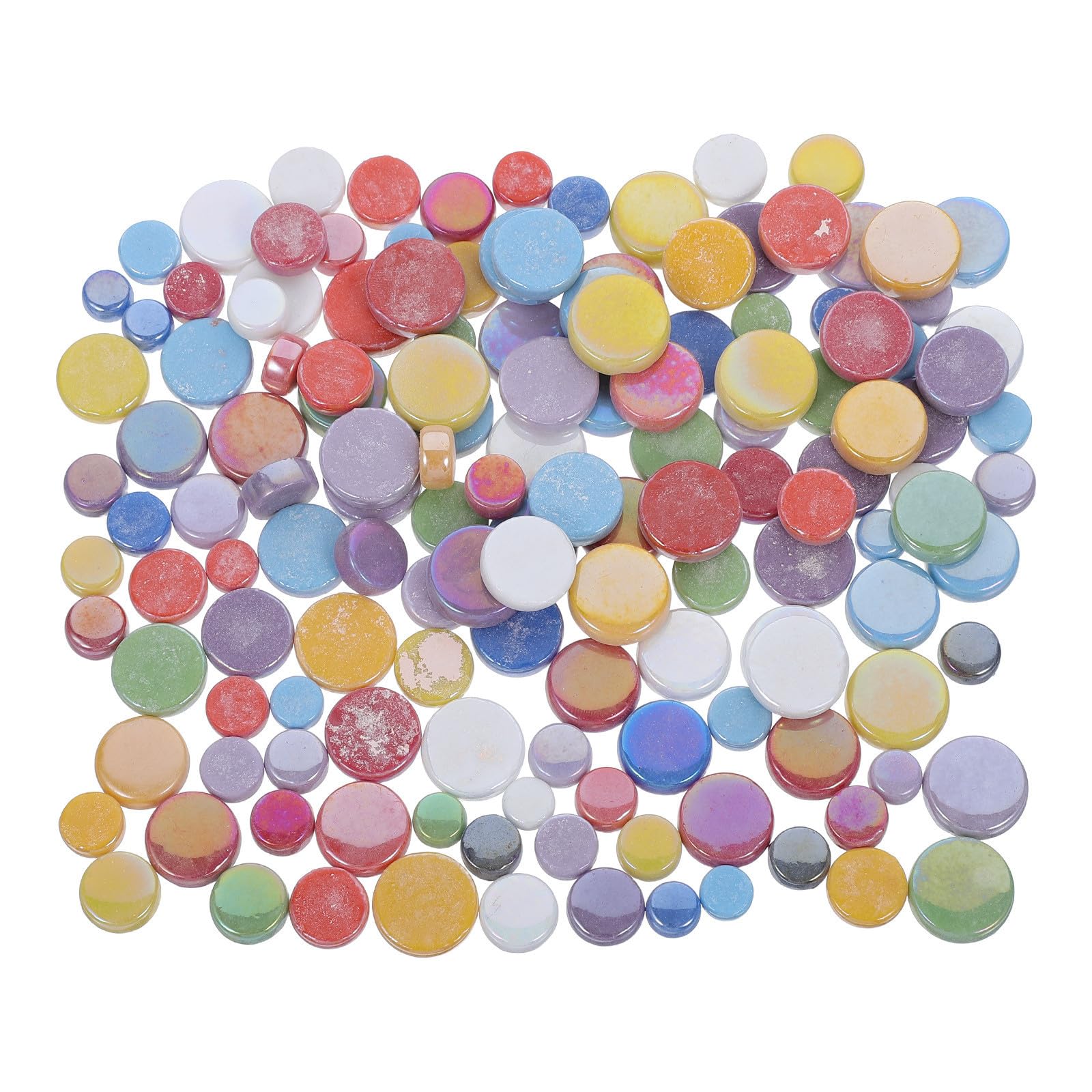 POPETPOP Baldosas de Mosaico de Vidrio Redondas y Planas de Colores Mixtos