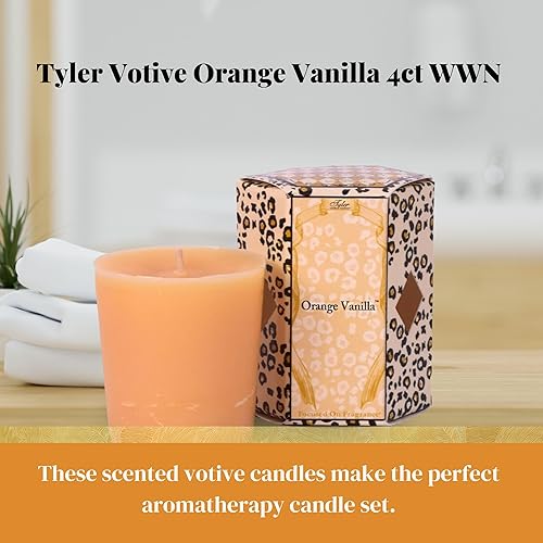 Miniatura 7 de Worldwide Nutrition Paquete de 2 artículos Tyler Candle Company Velas votivas de vainilla naranja - Vela perfumada de lujo con aceites esenciales -