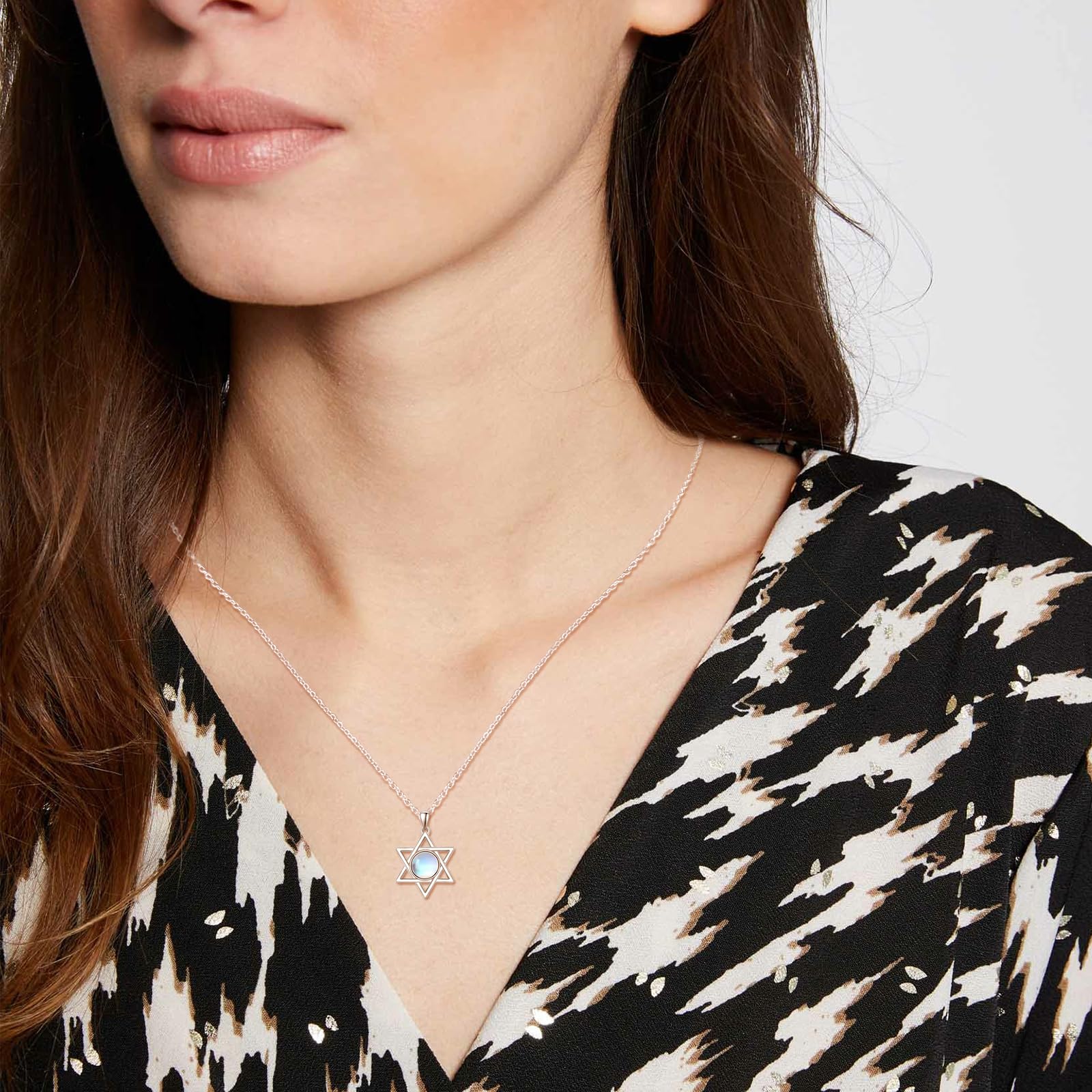 KINGWHYTE Collana in argento Sterling 925 con ciondolo a forma di pianeta Saturno con pietra di luna, gioiello celeste, regalo di compleanno per donne