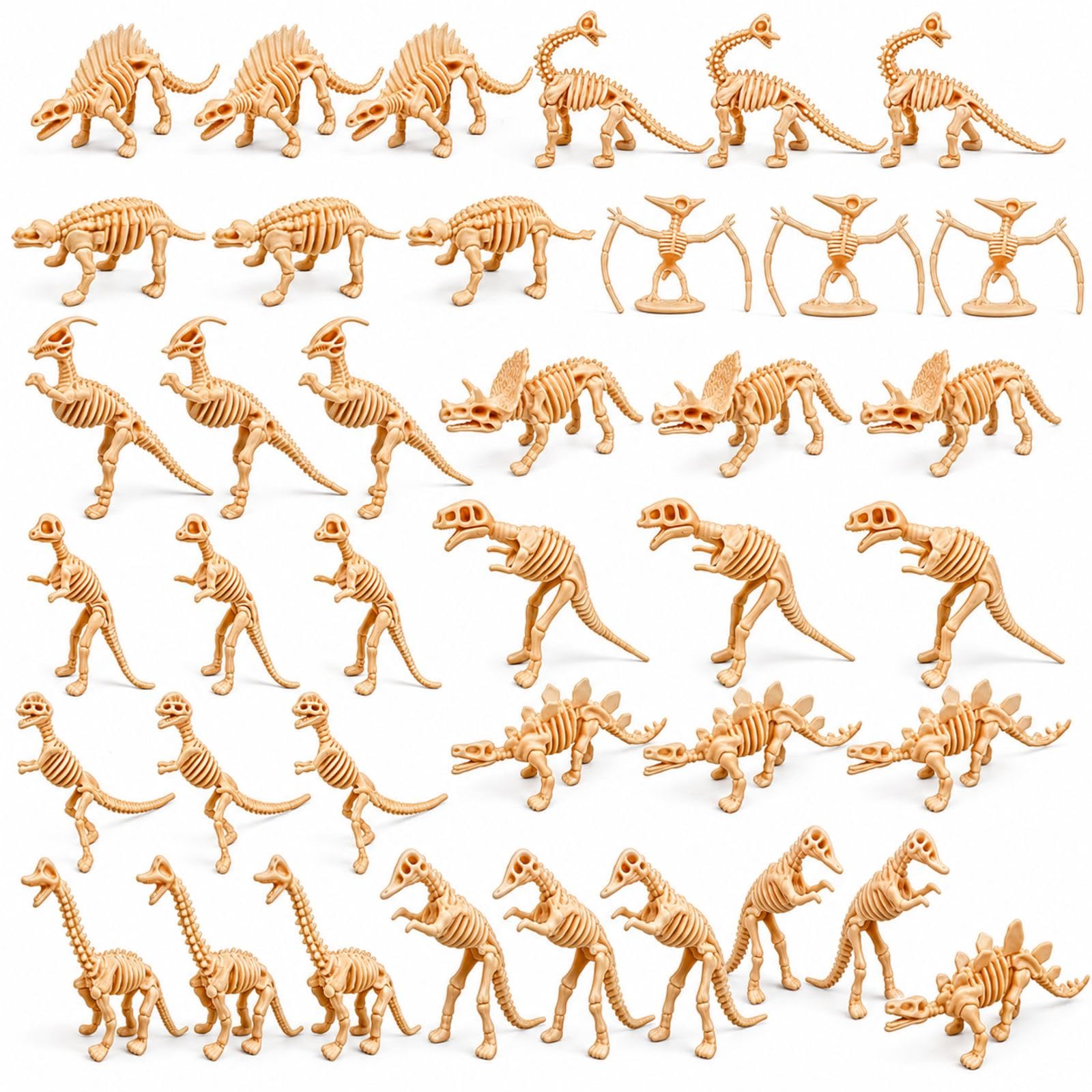 48 Pcs Mini Dinosaur Figures, Plastic Skeleton Bones Set for Party Favours