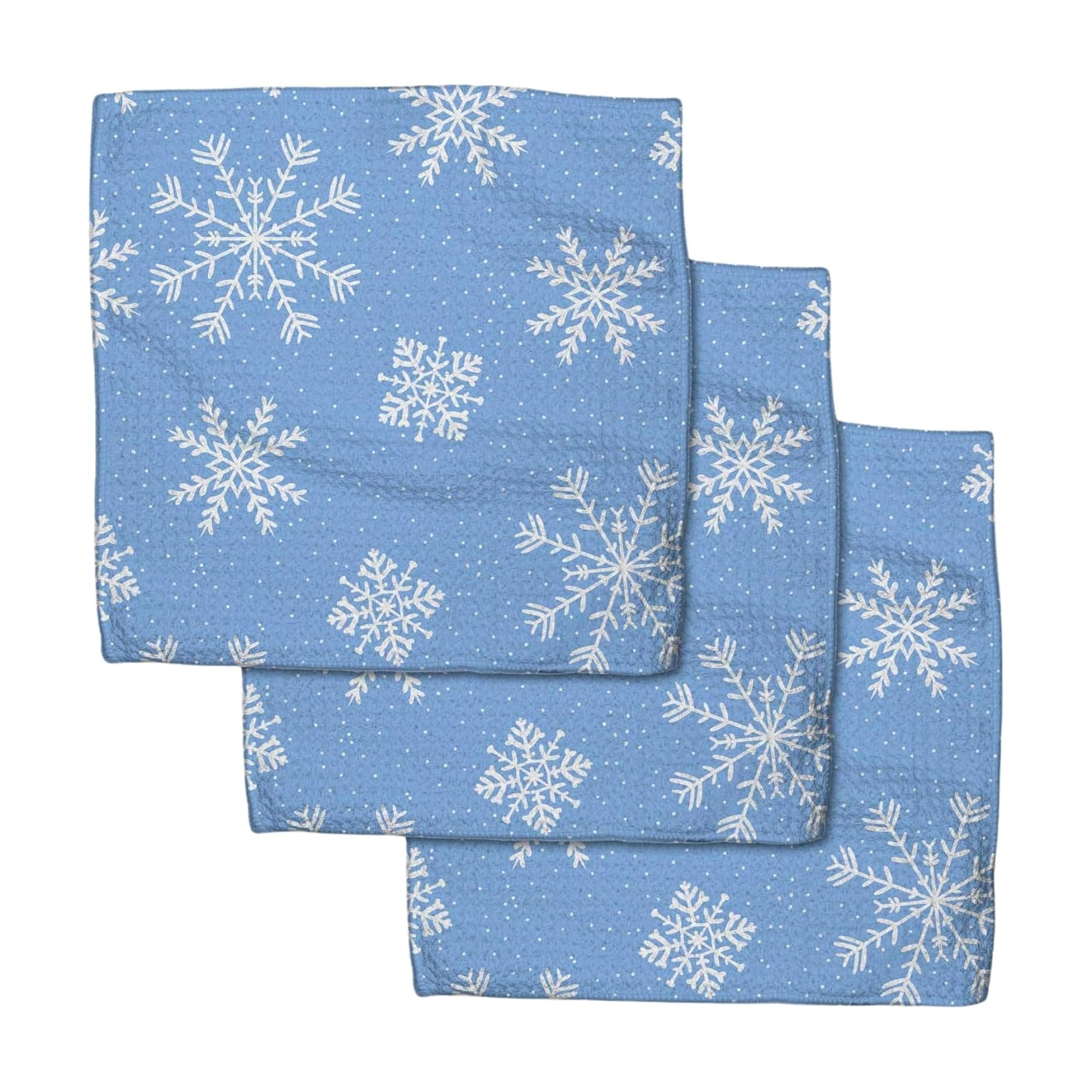 GEOMETRY Holiday Kitchen Dish Cloths - Quick Dry Dishcloths for Kitchen - Premium Dish Rags with Geoweave - 3-Pack Set (Frosty, 10"x10")