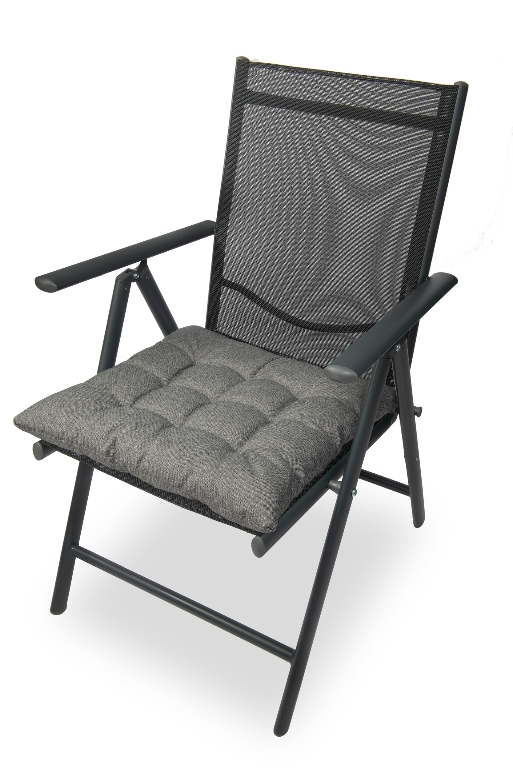 sunnypillow Lot de 4 Coussins de Chaise avec Rubans | 45x45 cm épaisseur : 8 cm - Confortables | Galette de Chaise Maison et Jardin, extérieur/intérieur Coussin décoratif | Gris