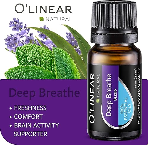Miniatura 4 de O'Linear Deep Breathe Blend - Aceite esencial 100% puro de grado terapéutico, 0.3 fl oz, aromaterapia, apoya la función respiratoria, alivia la