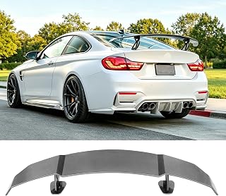 57inch GT Wing Rear Spoiler Carbon Fiber Universal Rear Spoilers Racing Lightweight Trunk Spoiler Height Adjustable,Compatible with Mustang,Corvette,Camaro,Hyundai