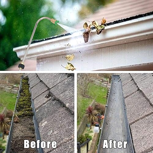 Miniatura 8 de Varilla limpiadora de canalones para lavadora a presión, resistente de 35 pulgadas, varilla de repuesto para limpieza de canalones, lavado de techo