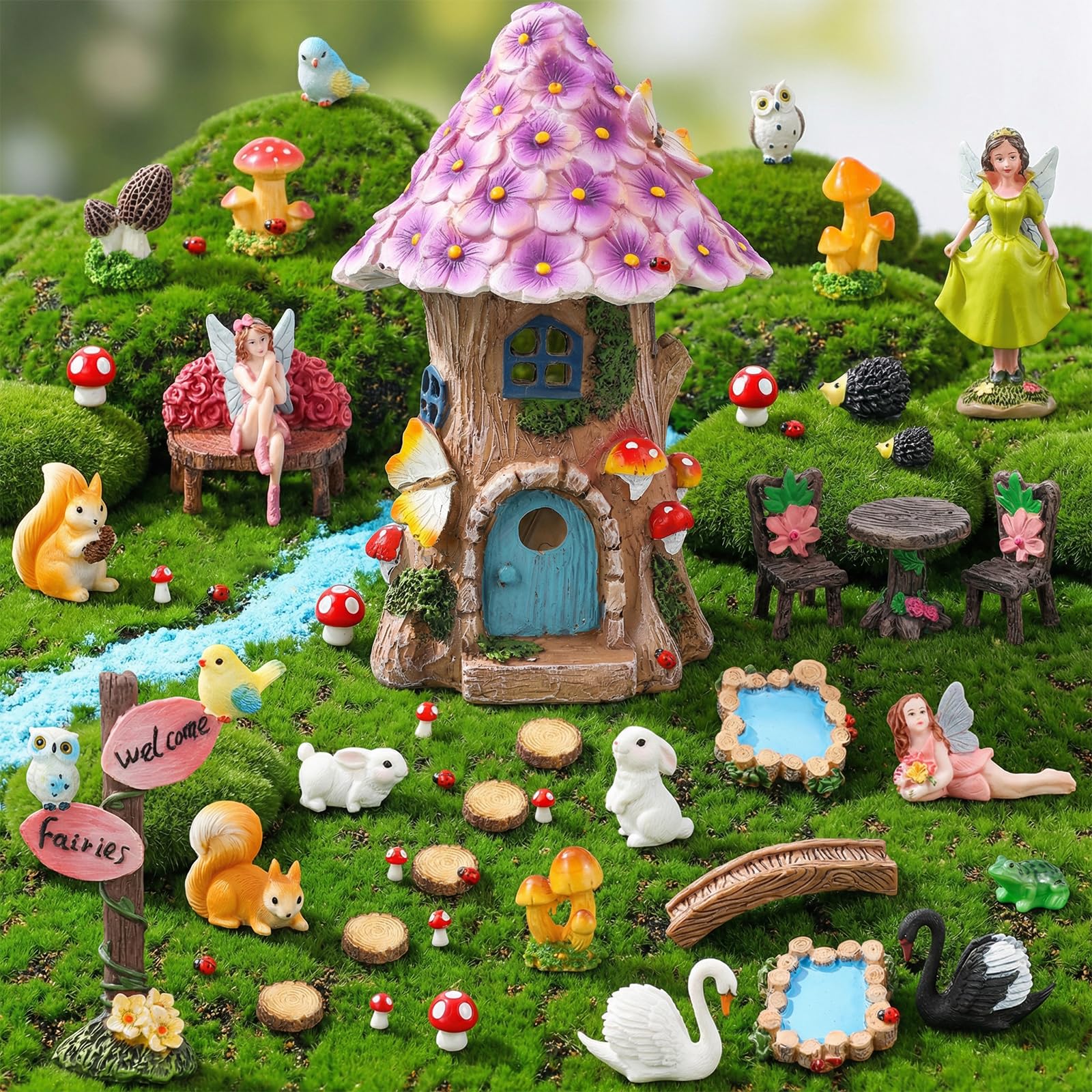 Night Garden mini scrap kit アサヒ セット Amazon.com : Lomantank 60 Pcs Solar Fairy Garden House Resin Kit