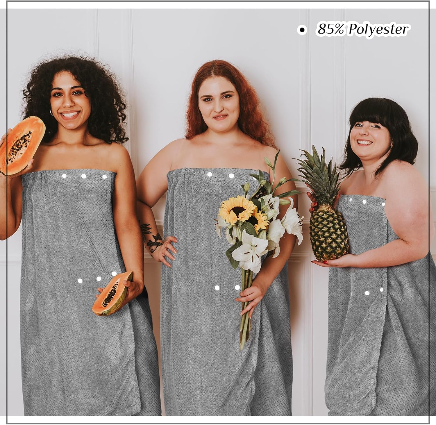 Tigeen 4 Pcs Spa Wrap Towel Wrap for Women Spa Robe with Adjustable Closure Elastic Top Lightweight Wraps for Bath Shower (L-XL,Gray) - Image 6