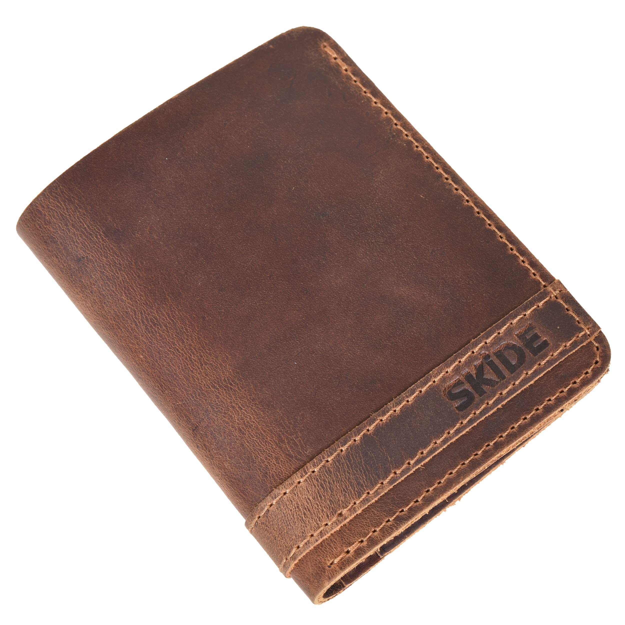 SKiDE Delta Hunter Leather Slim Wallet For Men With Id Window Slot | Minimalist Wallet & Thin Wallet | Bifold Wallet For Men & Wallets For Men Slim (Rbxch10Htn) (Hunter Tan)