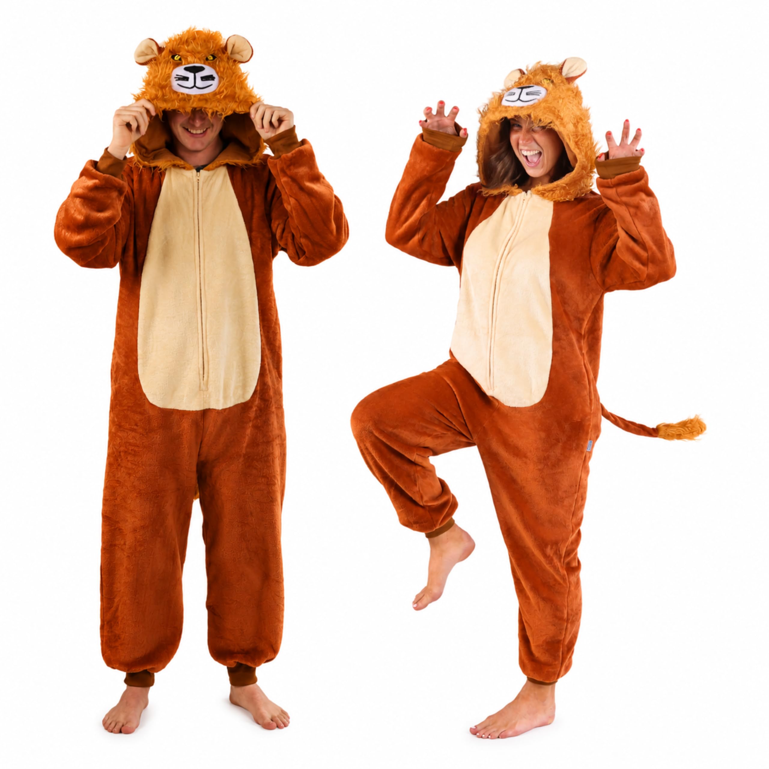 Funziez! Adult Slim One Piece Onesie Halloween Costume for Men and Women | Unisex Cosplay Animal One-Piece Pajamas with button closure and pockets, machine wash, great for themed parties or R and R