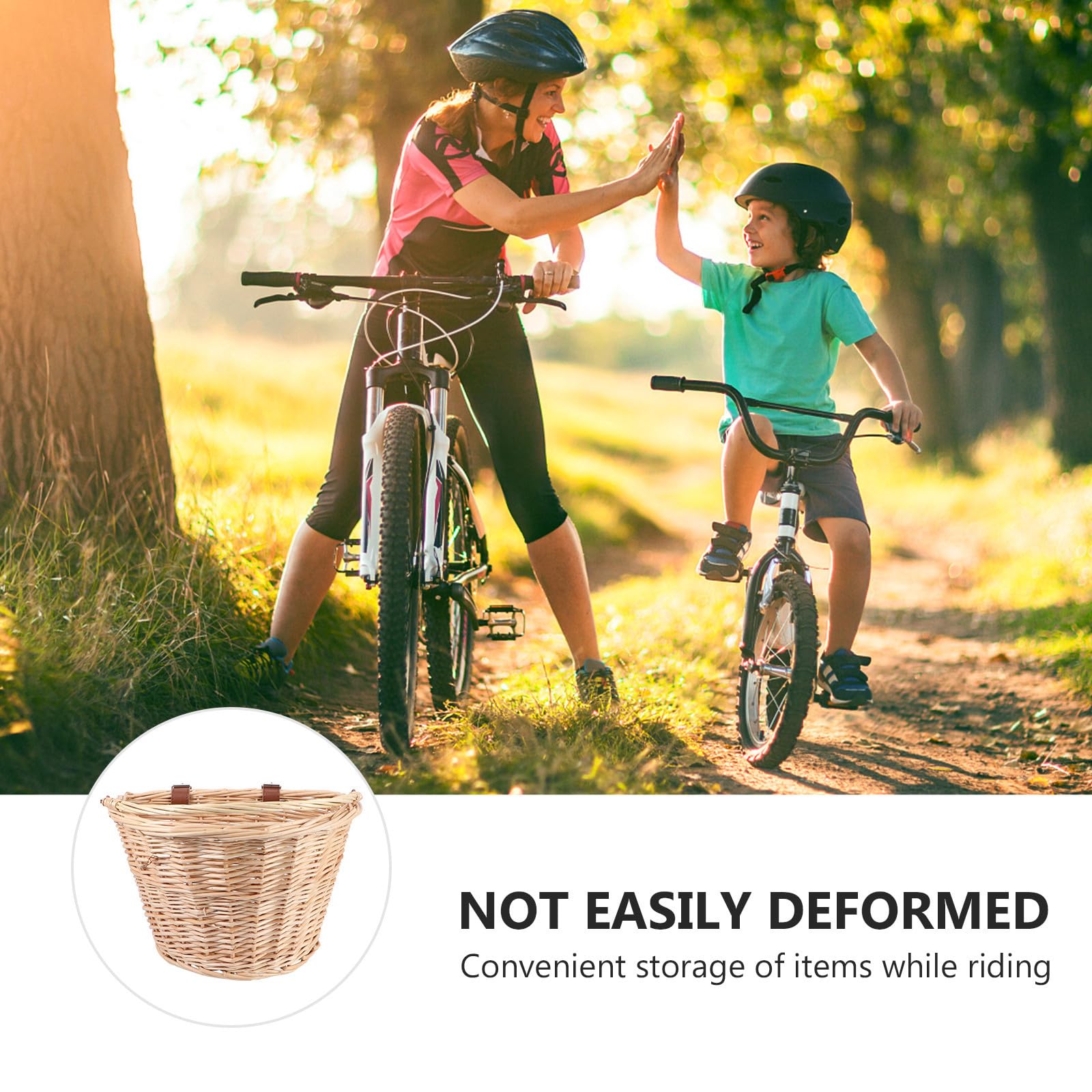 ULTECHNOVO Cesta de Mimbre con Asa Color Caqui Color Aleatorio Gran Espacio y Superficie Lisa para Bicicleta Adecuado para Almacenamiento y Ciclismo al Aire Libre