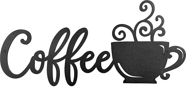 KOLYMAX Metal Coffee Sign Hanging Wall Art Sign Black Coffee Cup Wall Decor Coffee Bar Letter Sign for Cafe Farmhouse Kitchen Wall Decor