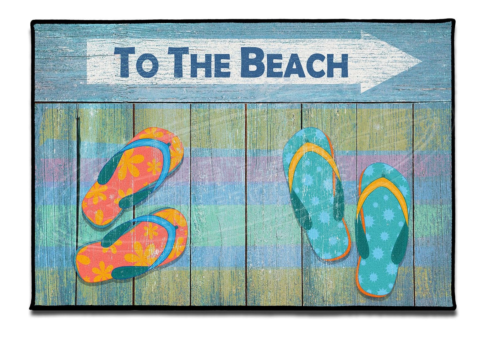 Beach House Welcome Mat,Sandals Front Door Mat,Beach Cottage Doormat Non-Slip Rubber Backing,Beach This Way Doormat,Beach House Doormat 30X18 Inch — image 1