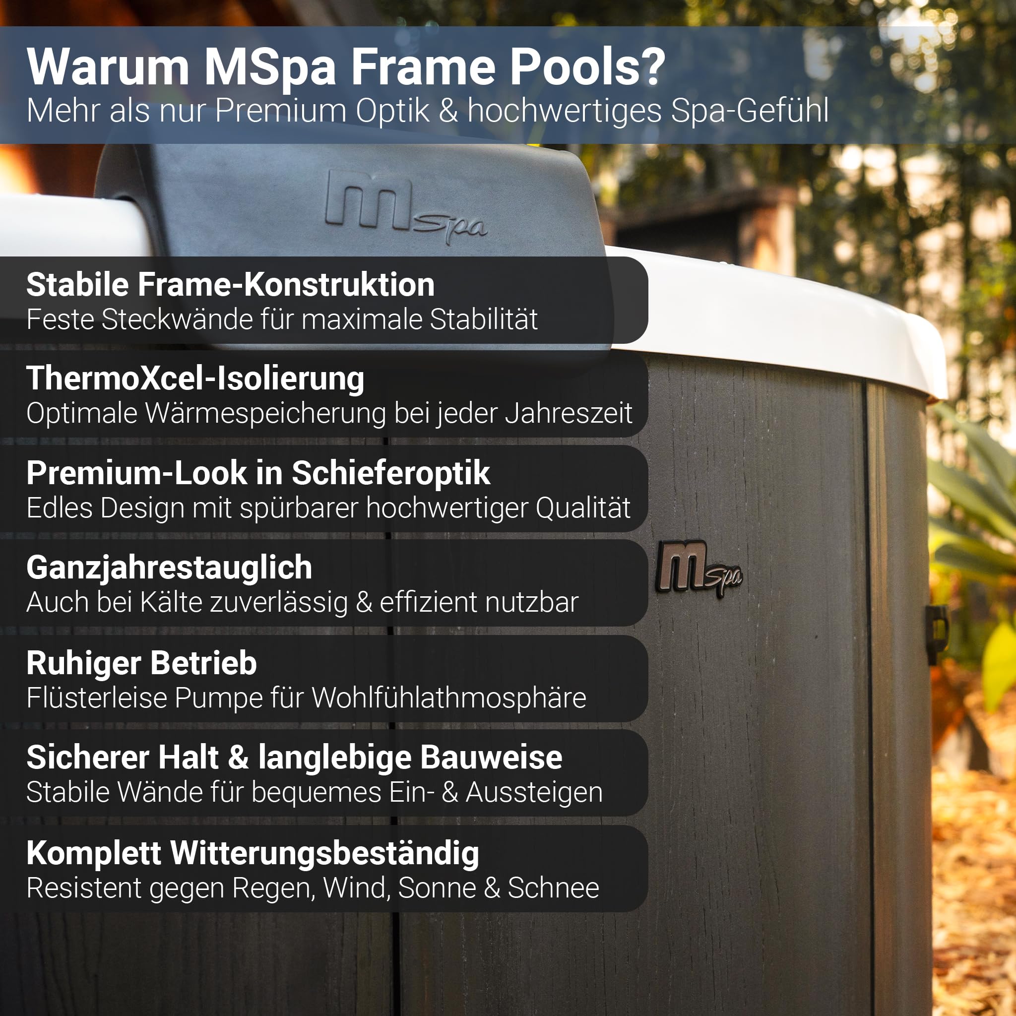 Miweba Whirlpool MSpa Denver mit Fester Außenwand | 6 Personen Spa Ø182x70cm | RGB LED-Beleuchtung | App Steuerung | 130 Massagedüsen | Ganzjähriger Einsatz Winterfest | In & Outdoor Pool | Gartenpool