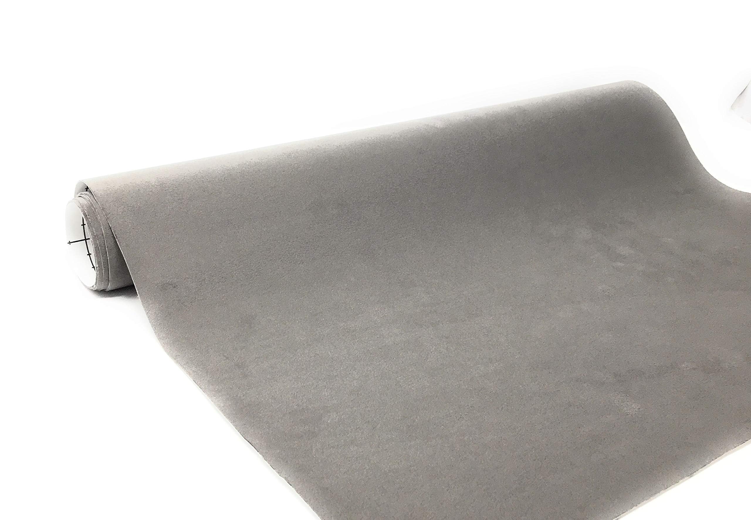 Suede Fabric Wrap - Self Adhesive Film Sticker Silky Decal Sheet for Car Interior Furniture Upholstery DIY Elastic Stretch Peel and Stick (Grey, 17.5 in x 70 inch)