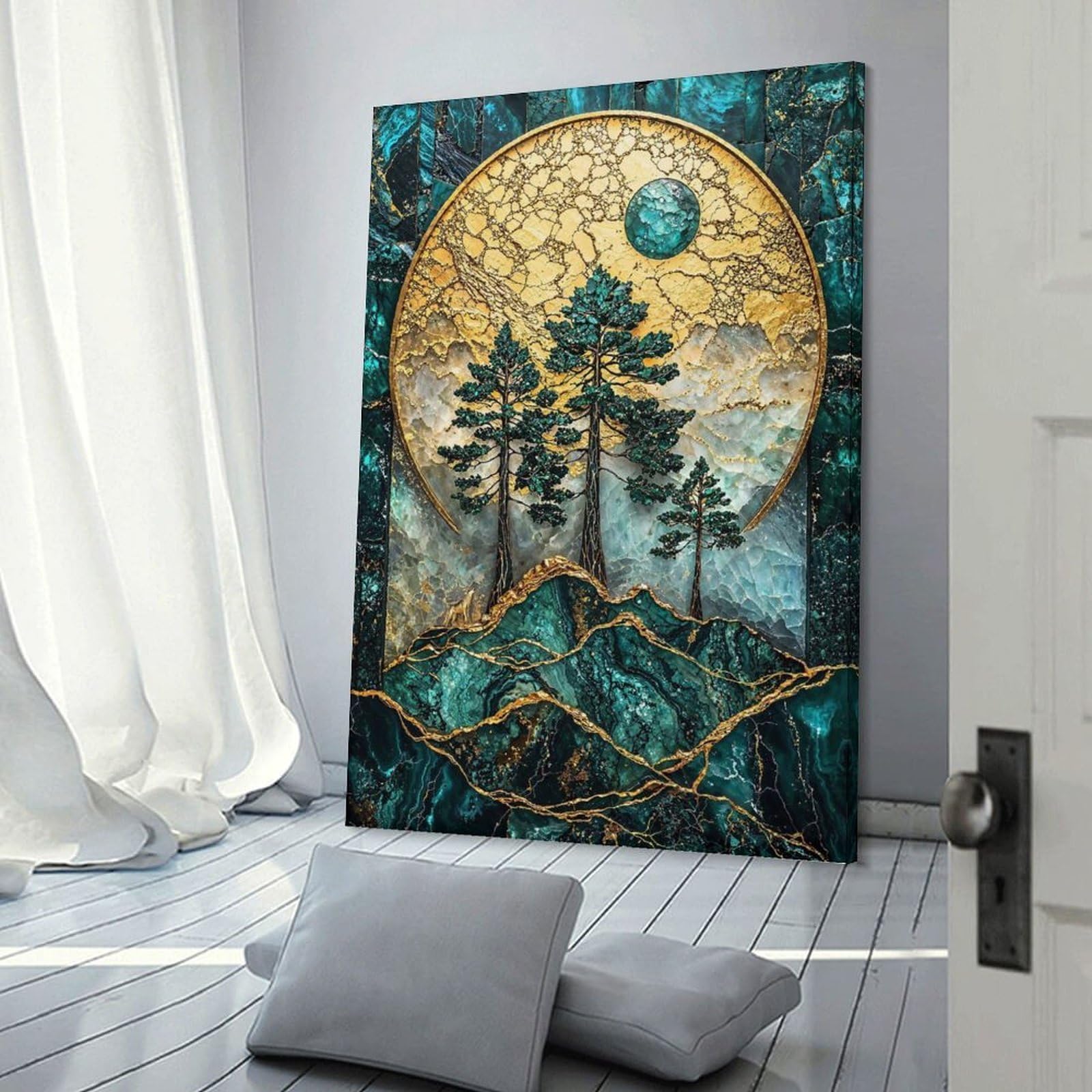 Junmoney Frame-Taiga Majesty Kintsugi Art Canvas Wall Art Taiga Majesty Kintsugi Art, 12X18inch(30X45cm), For Living Room, Bedroom, Office Or Hallway, Decorative Artwork With Broad Appeal