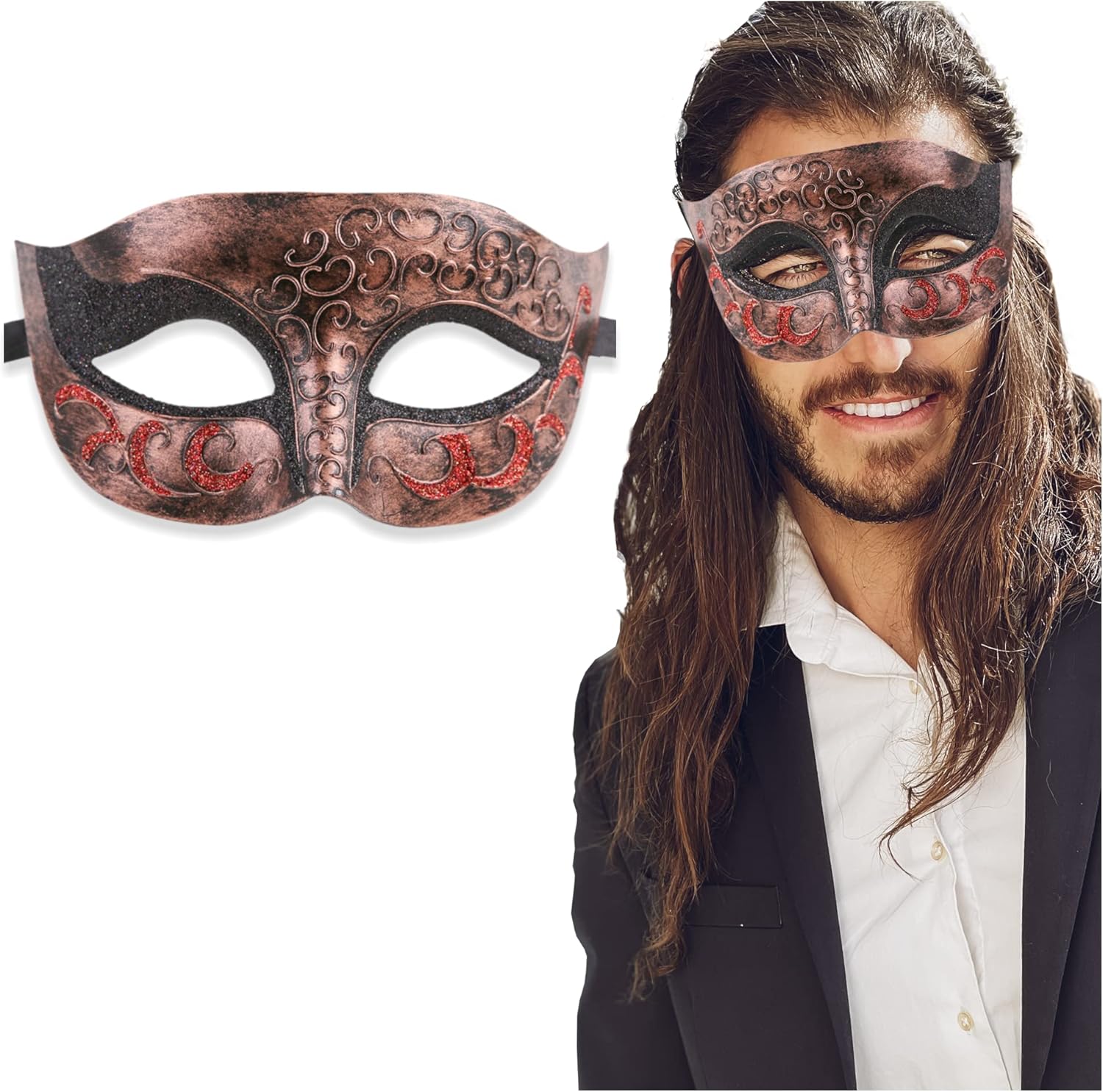 Masquerade Mask For Men Antique Look Mask for Halloween, Venetian Party, Masquerade Party, & Masquerade Ball