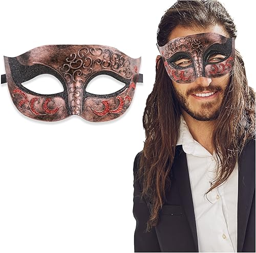 Máscara de mascarada para hombre, máscara de aspecto antiguo para Halloween, fiesta veneciana, fiesta de máscaras y baile de máscaras