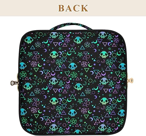 Miniatura 7 de Bolsa organizadora de maquillaje, Halloween, murciélagos negros, cielo nocturno con estrellas, bolsas de maquillaje de viaje, estuche de maquillaje