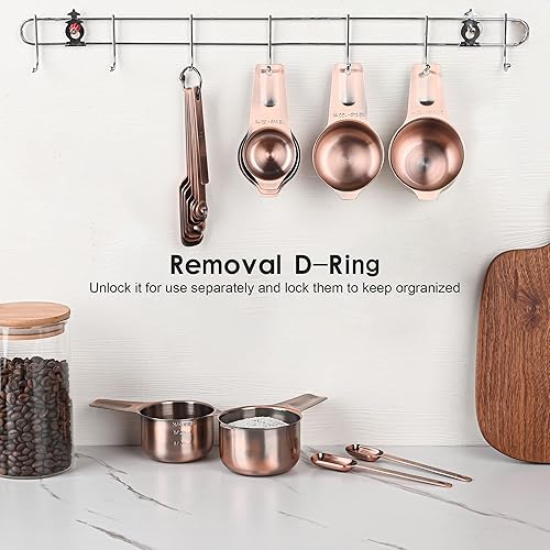 Miniatura 23 de Smithcraft Juego de tazas y cucharas medidoras, juego de tazas medidoras de acero inoxidable, 7 tazas medidoras secas, 9 cucharas de medición