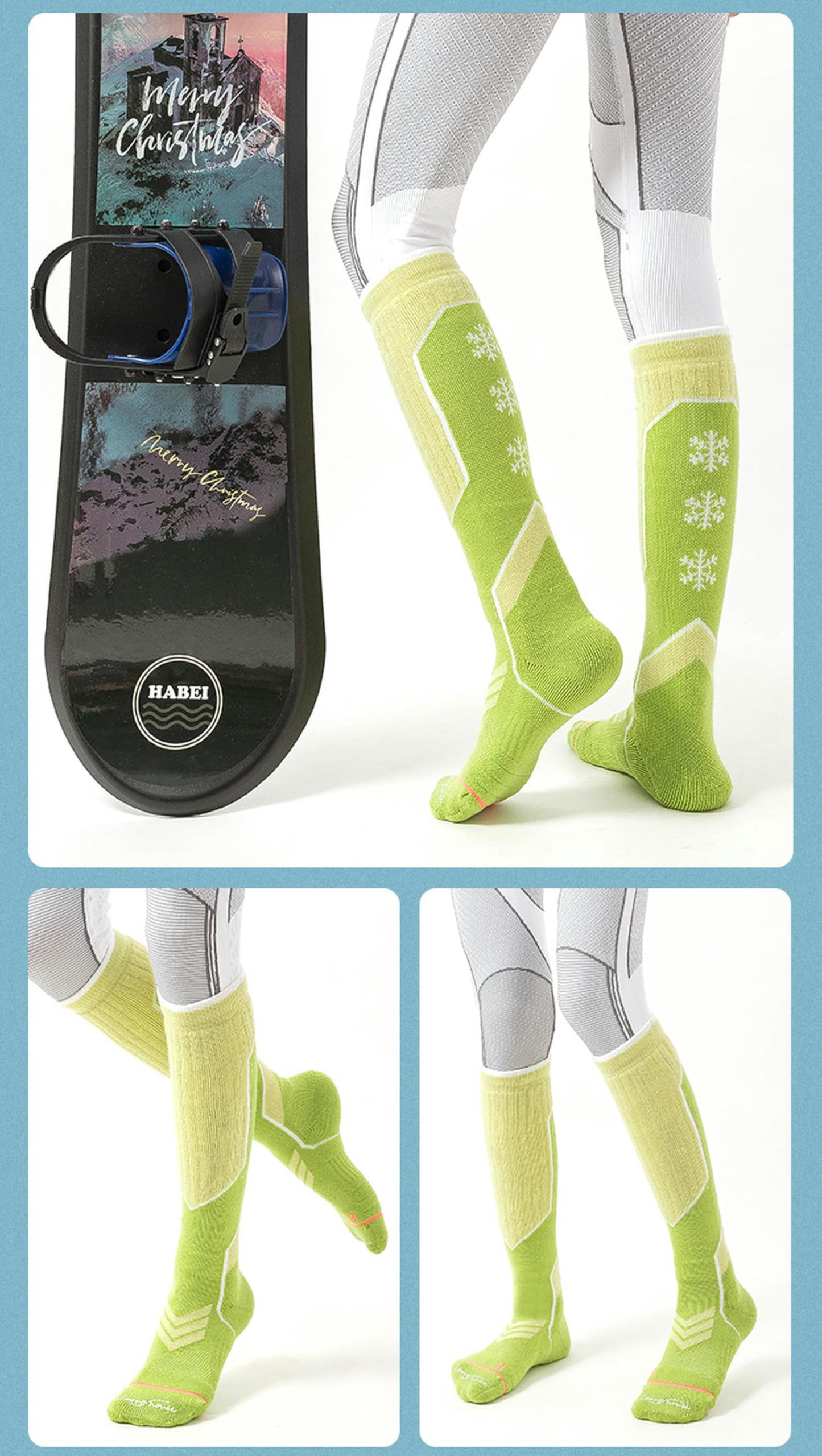 Chaussettes Chaussettes De Ski Chaude Épaisses À Haut Niveau pour Femmes Chaussettes De Sport-Vert