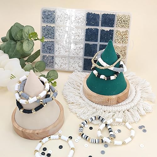 Miniatura 10 de MIIIM Kit de pulsera de cuentas de arcilla roja, cuentas Heishi, dijes de arcilla y cuentas espaciadoras doradas para hacer joyas, kit de cuentas de