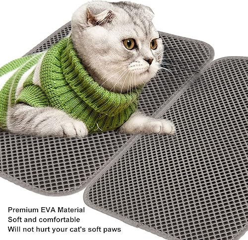 Miniatura 3 de Tapete de arena para gatos, diseño de doble capa, impermeable, a prueba de orina, para cajas de arena, tapete de doble capa de EVA para atrapar