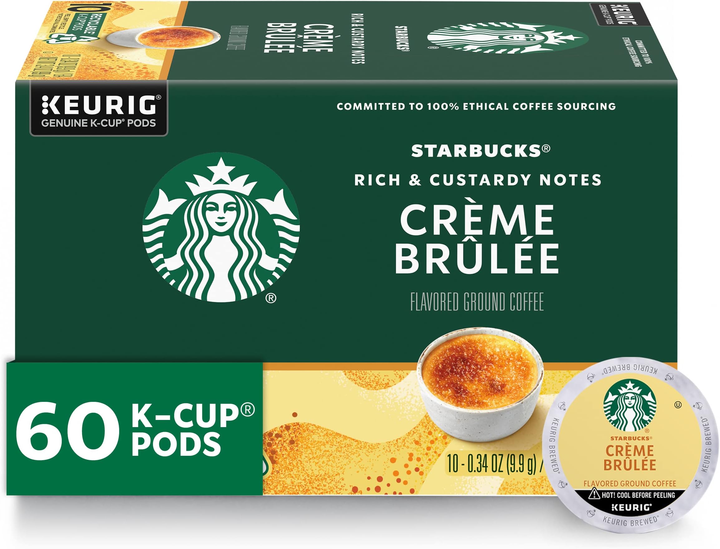 Crème Brulée Flavored Blonde Light Roast Single Cup Coffee for Keurig Brewers, 6 Boxes of 10 (60 Total K-Cup pods)