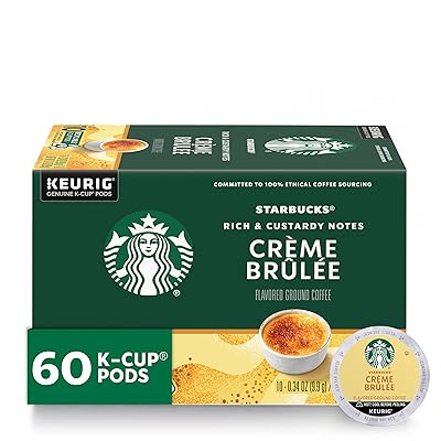 Starbucks K-Cup Coffee Pods, Flavored Hot or Iced Coffee, Crème Brûlée, 60 Keurig Pods