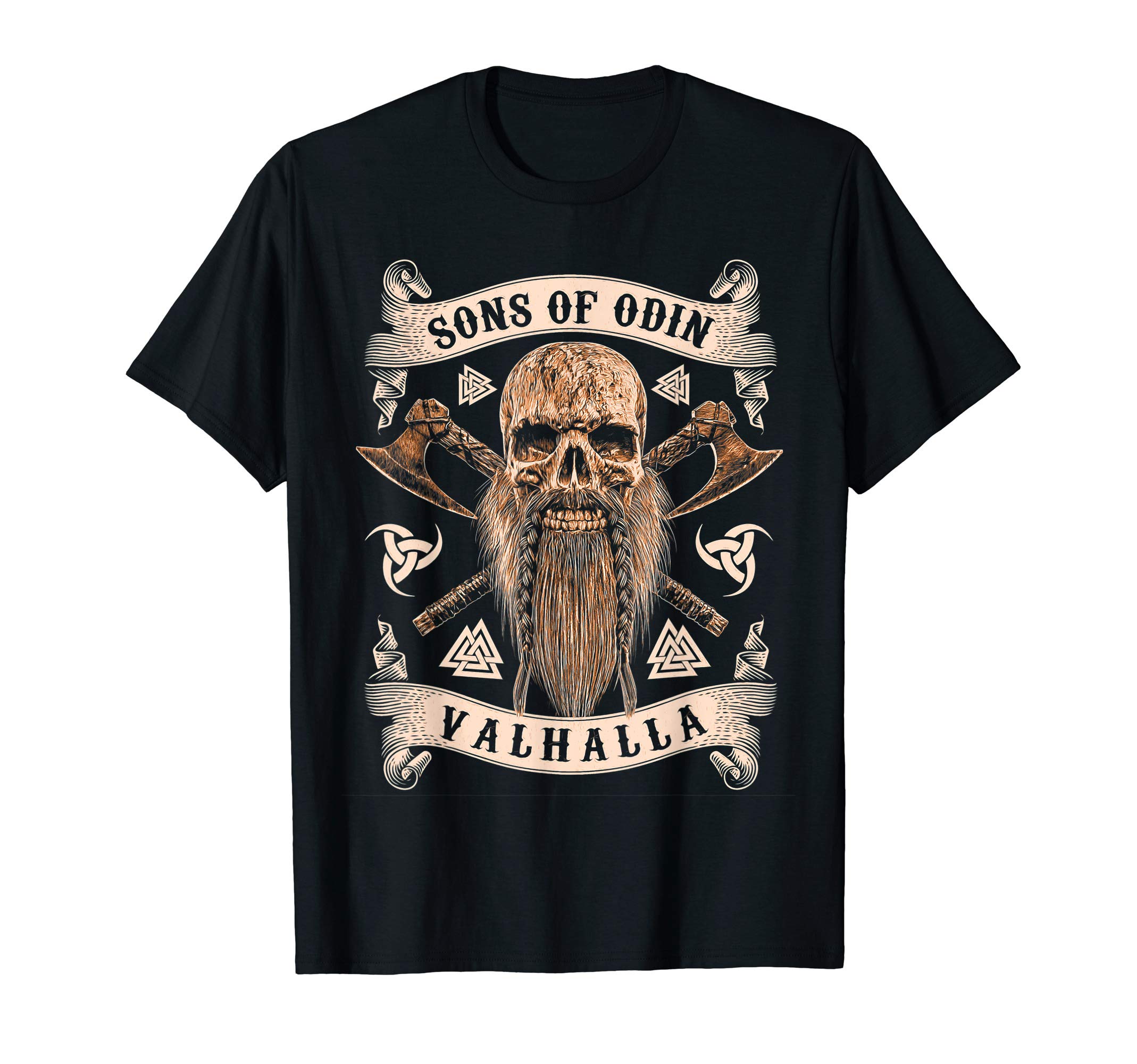 VIKINGS RISEViking Sons of Odin Valhalla Skull Viking Axe Valknut Gift T-ShirtOEKO-TEX STANDARD 100