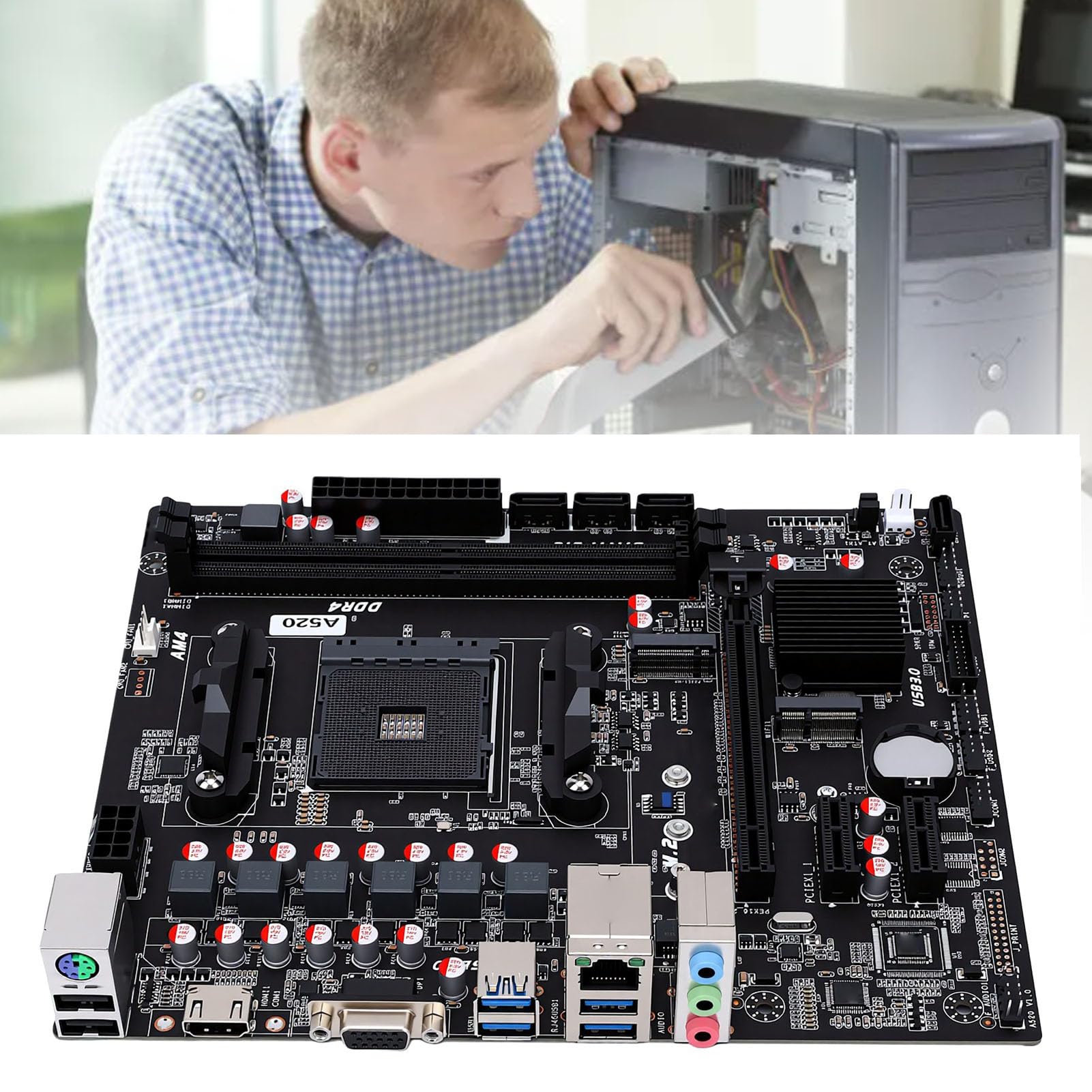 Scheda Madre Micro ATX, Supporto per Processori Ryzen di Terza, Quarta e Quinta Generazione, 128GB DDR4 3200MHz, for Computer Desktop | DDR4 Dual Channel, Slot SSD M.2 NVMe, PCIe X16, LAN Gigabit e 3.0