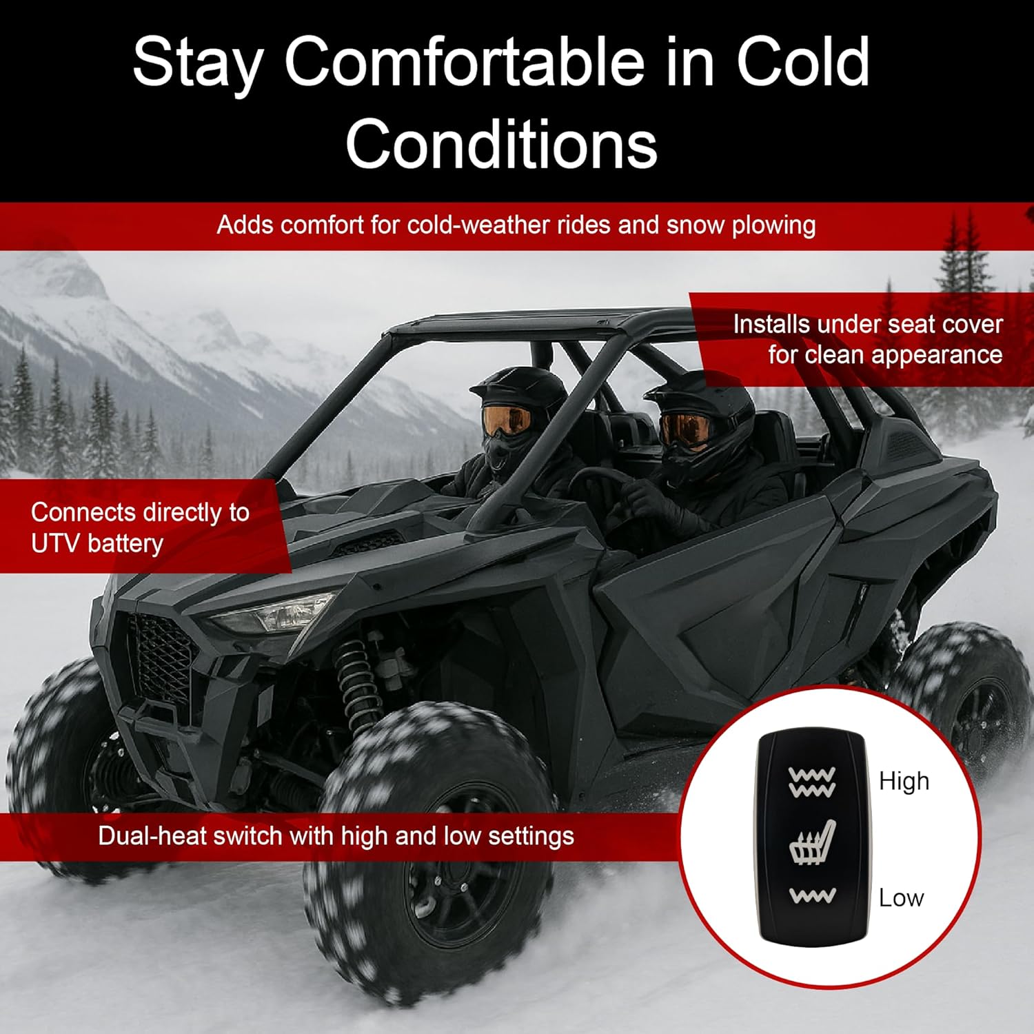 TUSK UTV Seat Heater Kit – Front Seats - Compatible with Polaris RZR PRO R/PRO XP/Turbo R/PRO S (Front Only)
