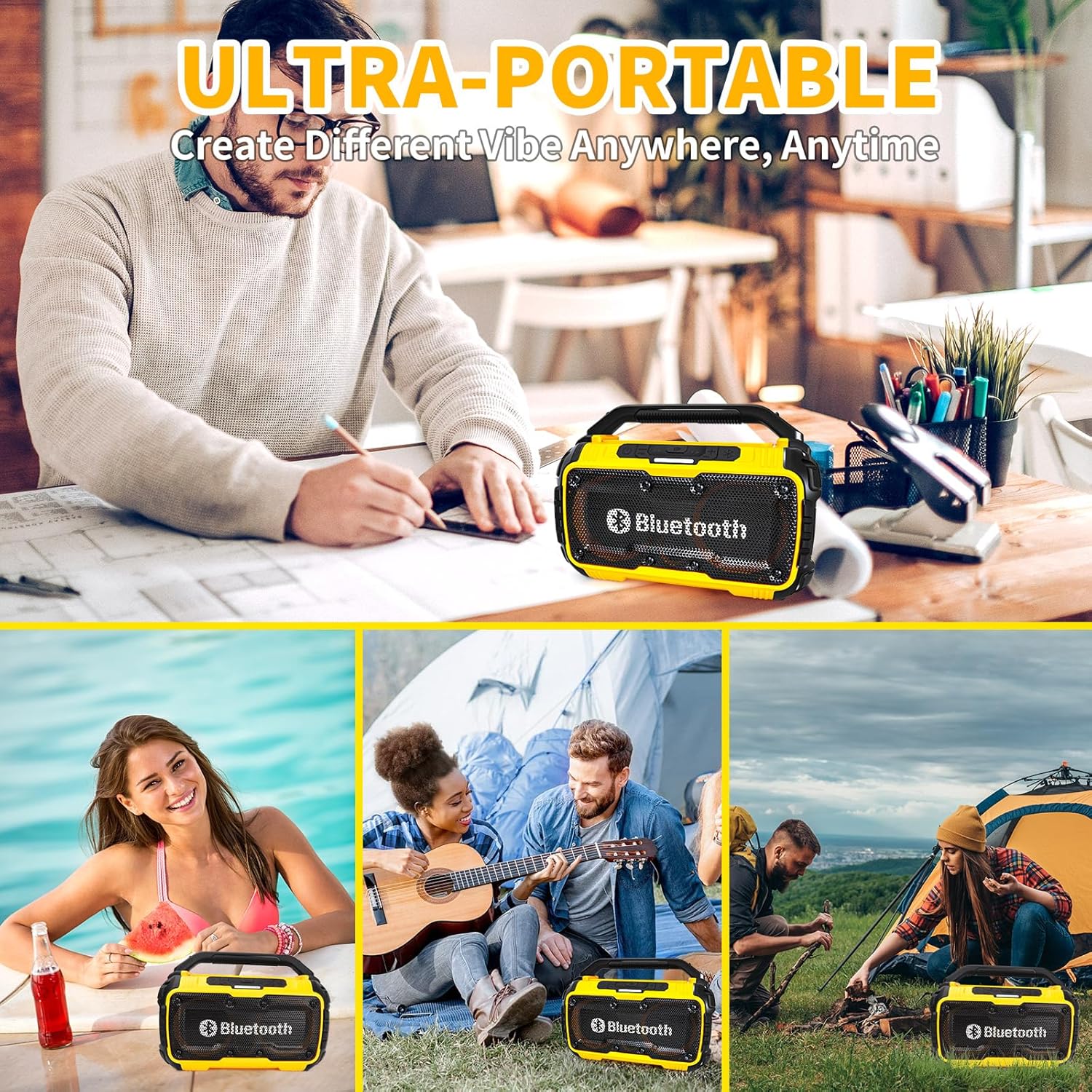 Bluetooth Speaker Compatible with DeWalt 20V MAX Battery, Speaker Bluetooth with Phone Holder Included, Jobsite Home Party Outdoor Speaker(No Battery) - Image 6