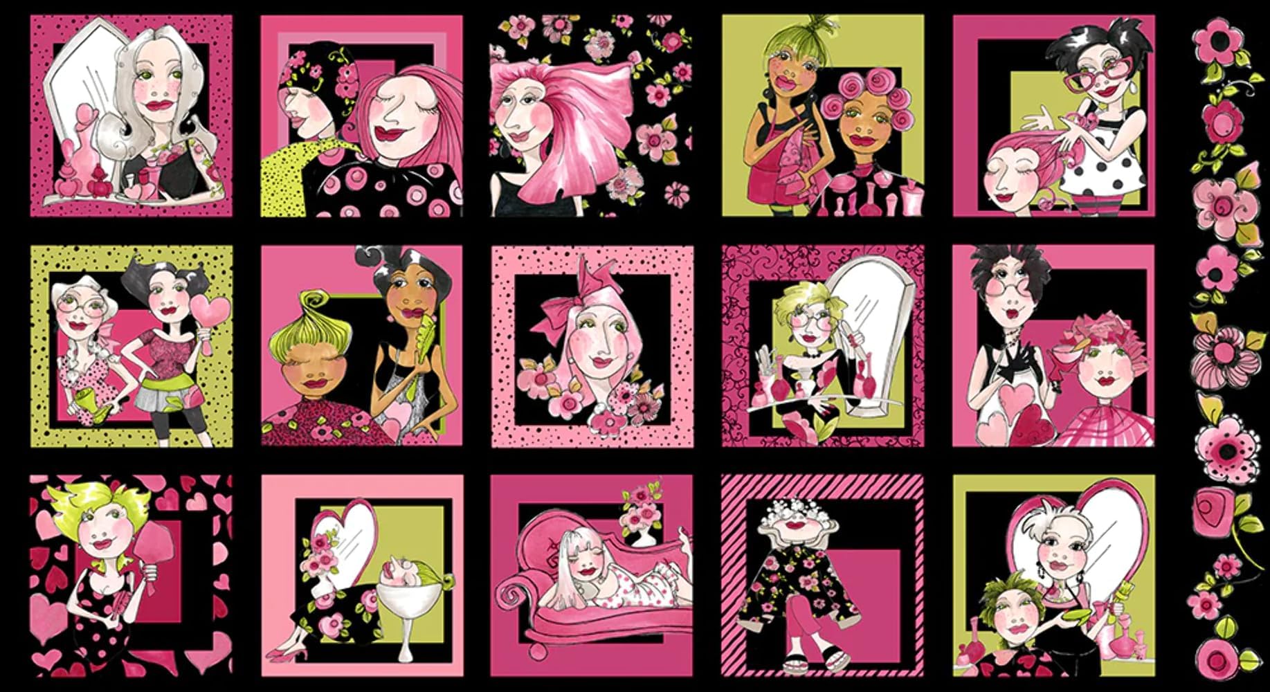 Loralie Designs Love Your Look Salon Fabric Panel for Quilting