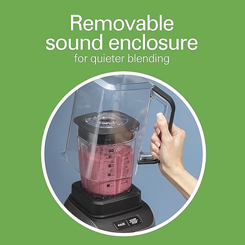 Miniatura 6 de Hamilton Beach 58870 Licuadora profesional silenciosa de 1500 watts con protección externa de 32 onzas sin BPA con 4 programas color plateado