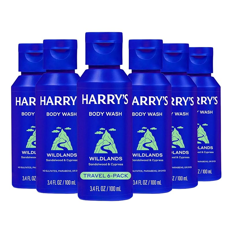 Sabonete líquido corporal Harry's Wildlands em tamanho viagem, 100 mL, pacote com 6
