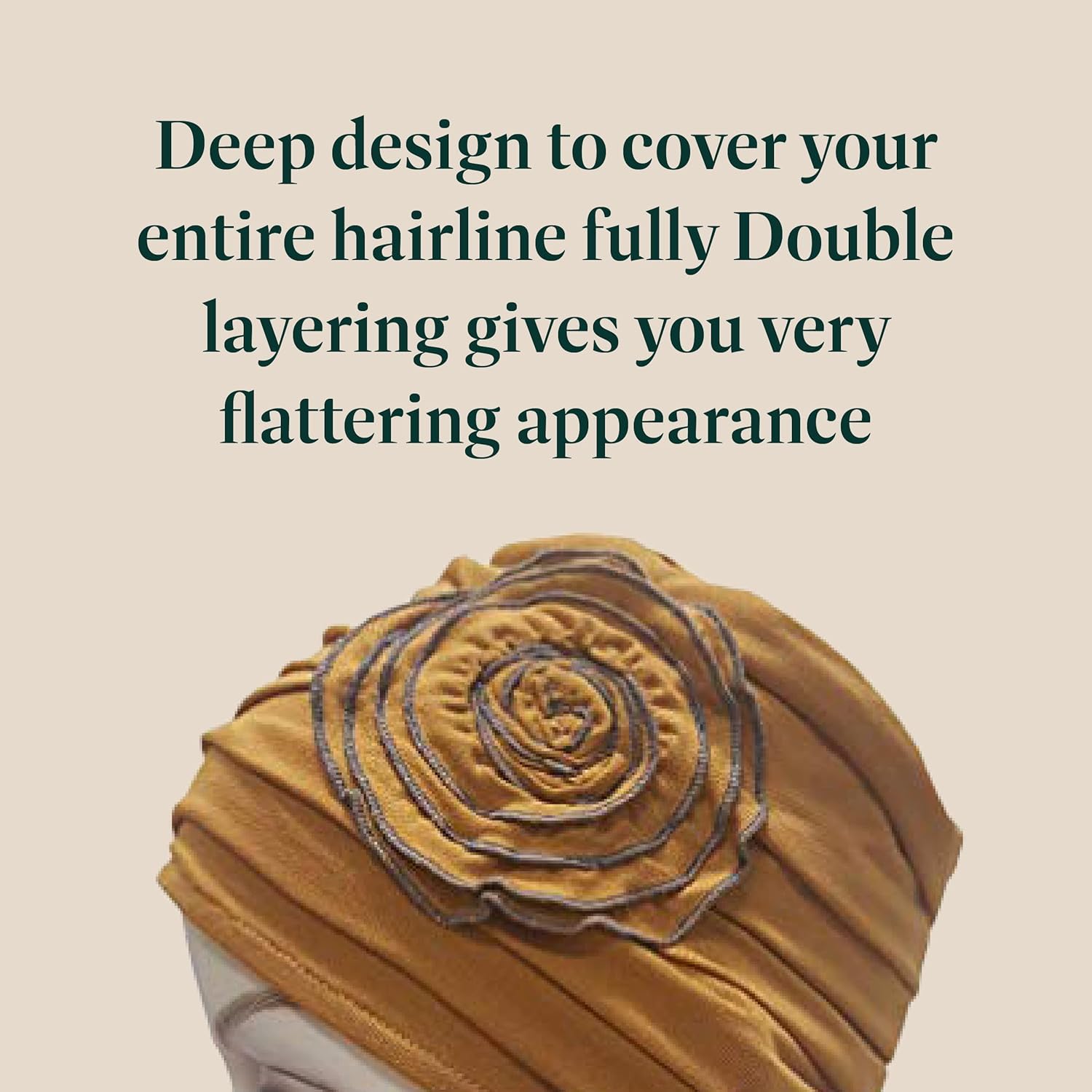 MASUMI Chemo Turbans for Women | Chemotherapy Headwear for Women | Primrose One Size Camel