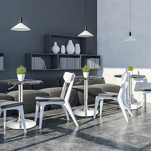 Miniatura 9 de Byroce - Mesa redonda de bar, mesa de cóctel de altura ajustable con parte superior giratoria de 360, patas y base plateadas, mesa alta de pub para