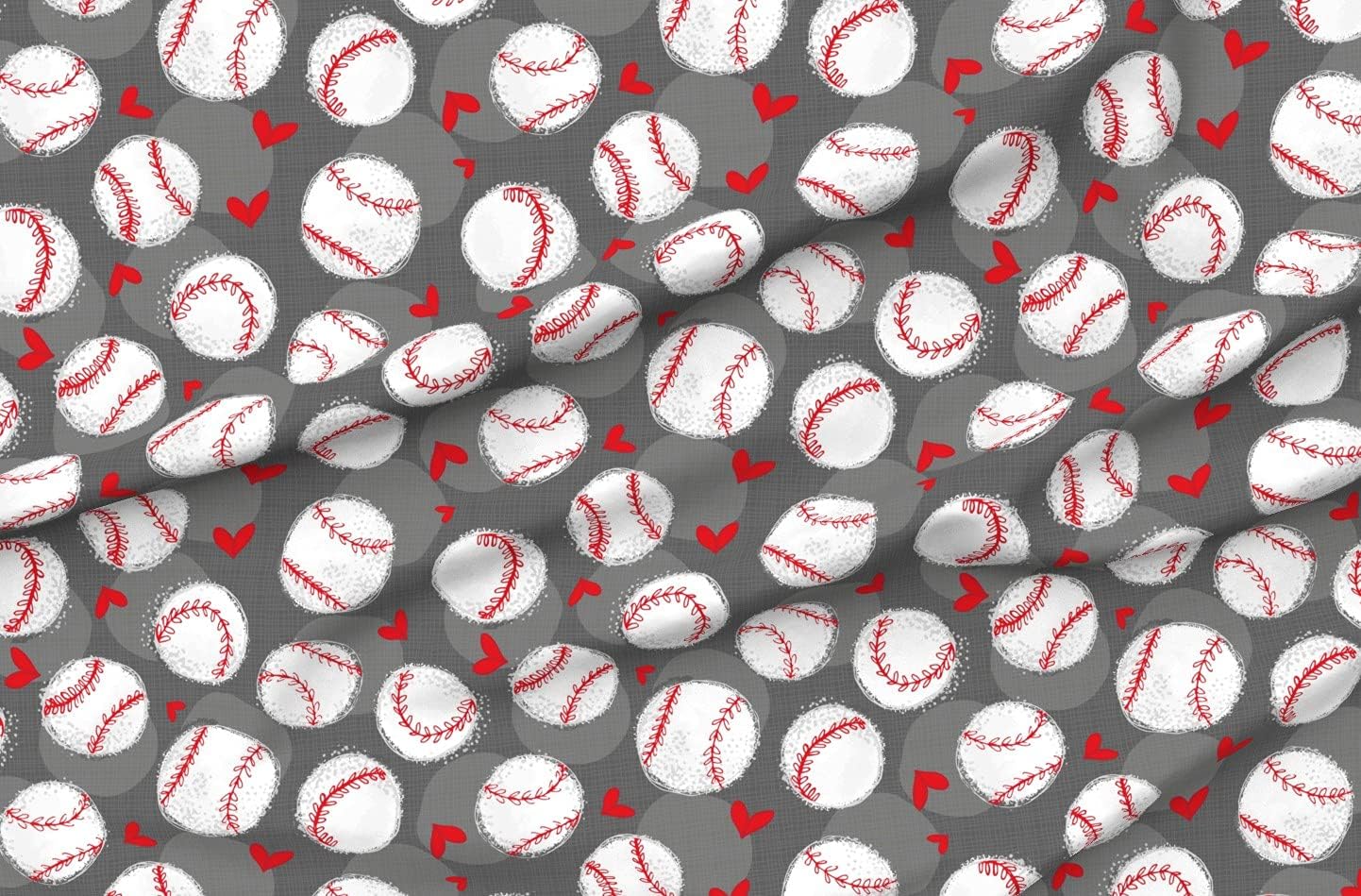 Spoonflower Fabric - Baseball Lovers Sport Texture Fan Grey Balls Ball Game Hot Dogs Printed on Minky Fabric by The Yard - Sewing Baby Blankets Quilt Backing Plush