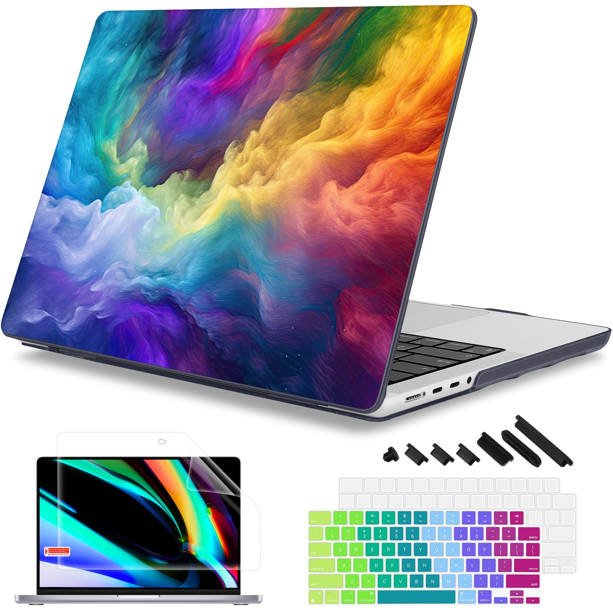 Mektron for 2025 MacBook Pro 14-inch M5 Case A3434 Fits 2024-2021 M4 A3112 A3401 A3185 M3 A2918 A2992 M2 A2779 M1 A2442 Pro/Max, Printed Plastic Hard