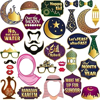KatchOn, Ramadan Photo Booth Prop - Pack of 32 Ramadan Props | Ramadan Decorations for Home | Ramadan Photo Booth Decoration | Ramadan Photo Props, Ramadan Party Supplies | Eid Mubarak Photo Props