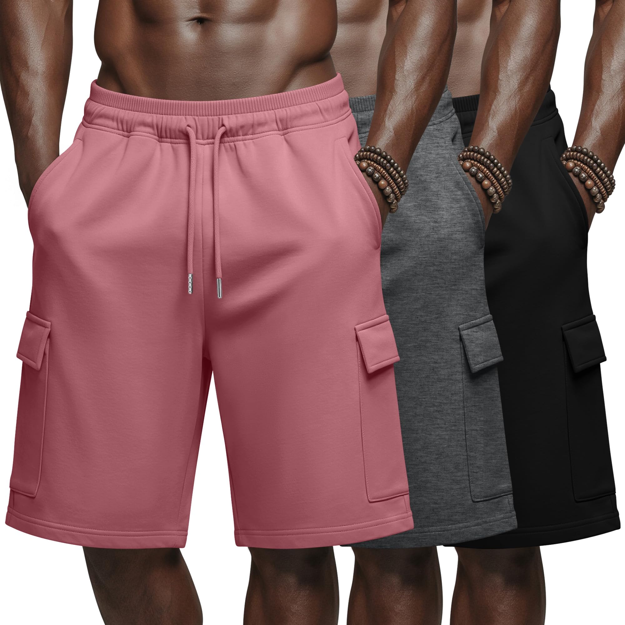 3 Pack Men's Cargo Sweat Shorts