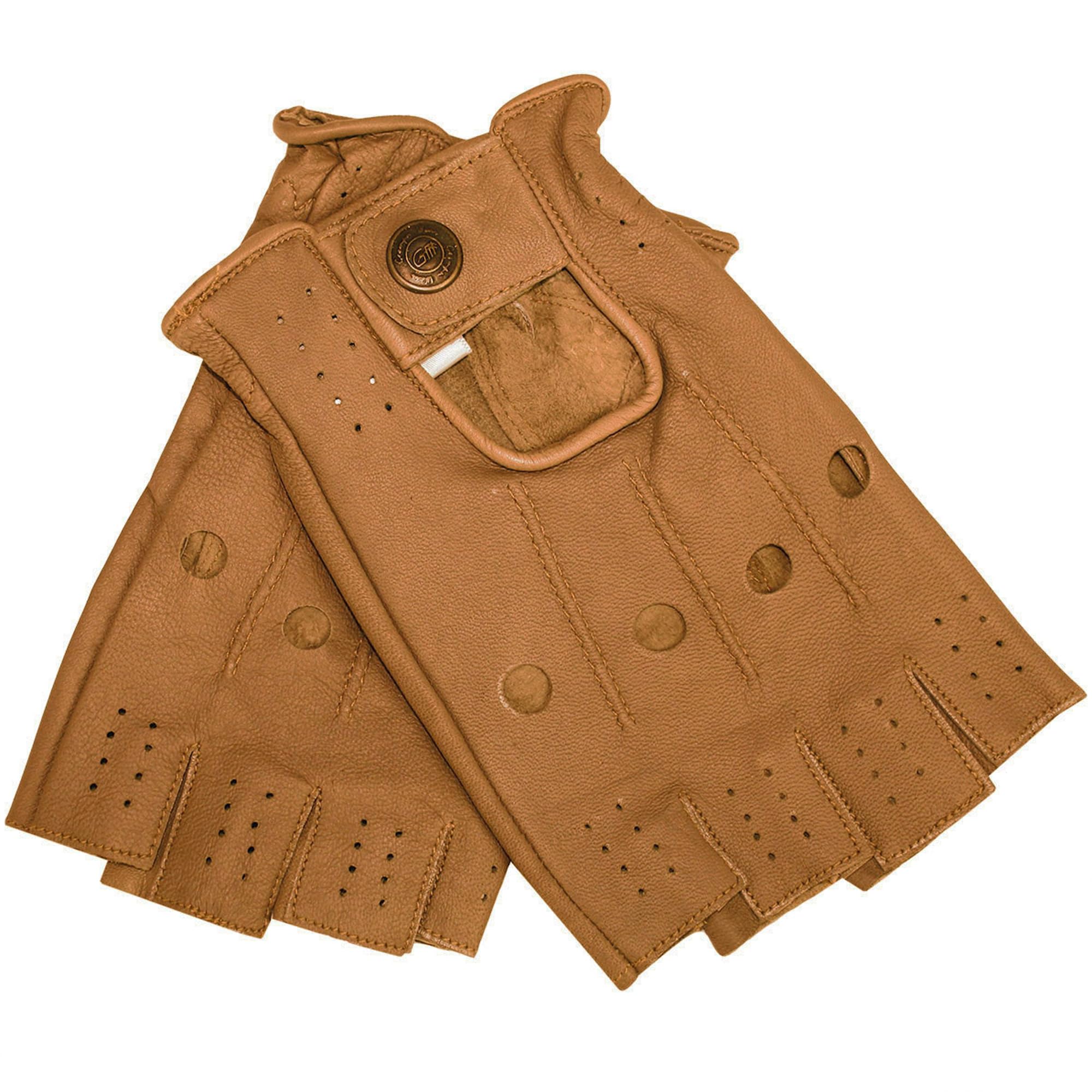 German Wear Guantes de automovilista sin dedos de cuero para conductores masculinos, adultos