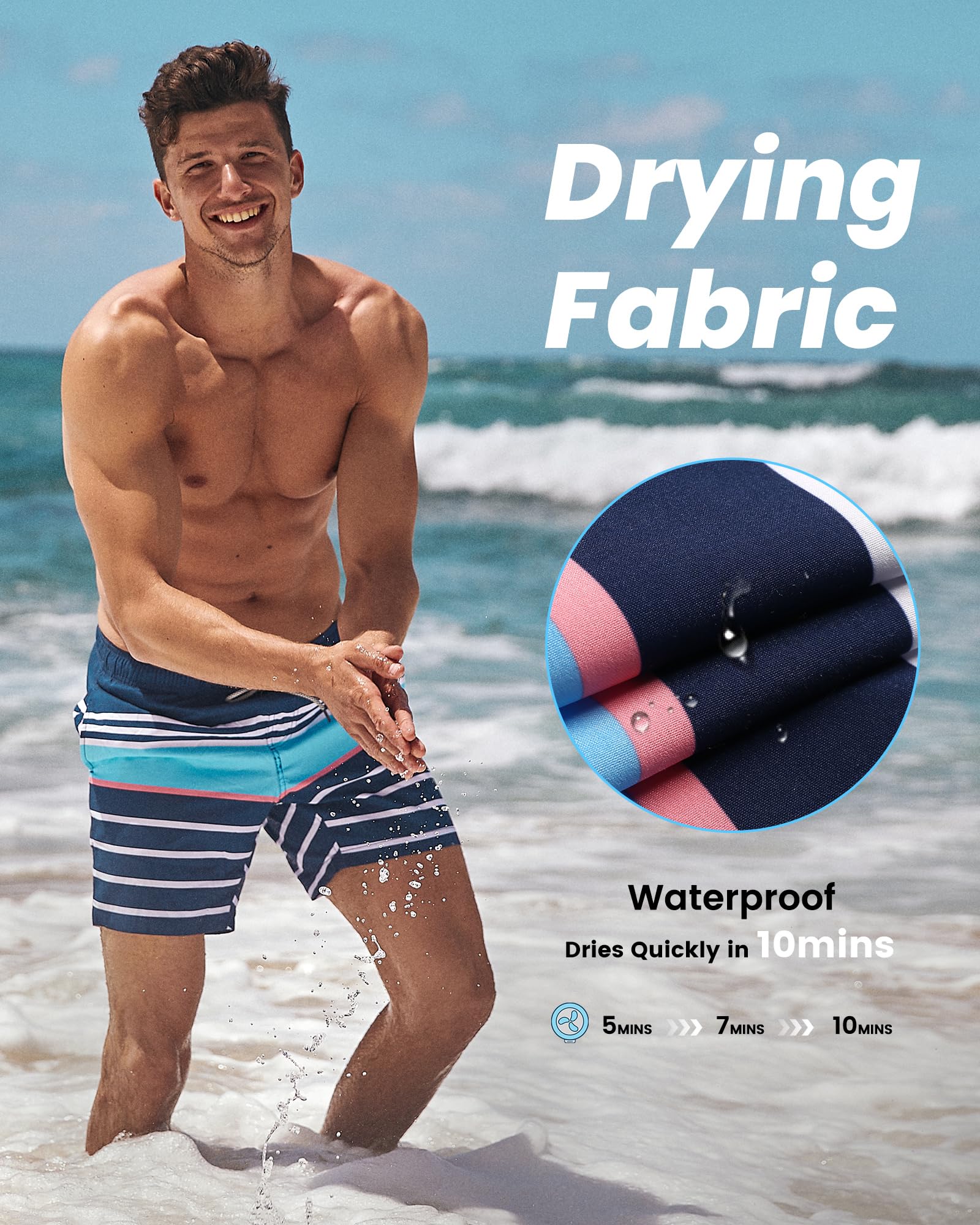 MaaMgic Pantaloncini da Bagno da Uomo Asciugatura Veloce Costume da Bagno per Surf sulla Spiaggia Multi-funzioni Allenamento casa con Fodera in Mesh con Fodera in Mesh