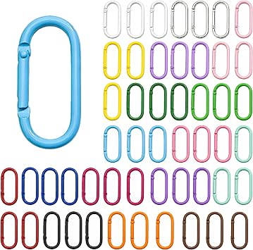 50Pcs Oval Carabiner Clips, Spring O Rings Bulk, Colorful Alloy Spring Snap Clip for Purse Charms, Bag Accessories, Keychains, DIY Crafts & Jewelry Making 1.97 Inch