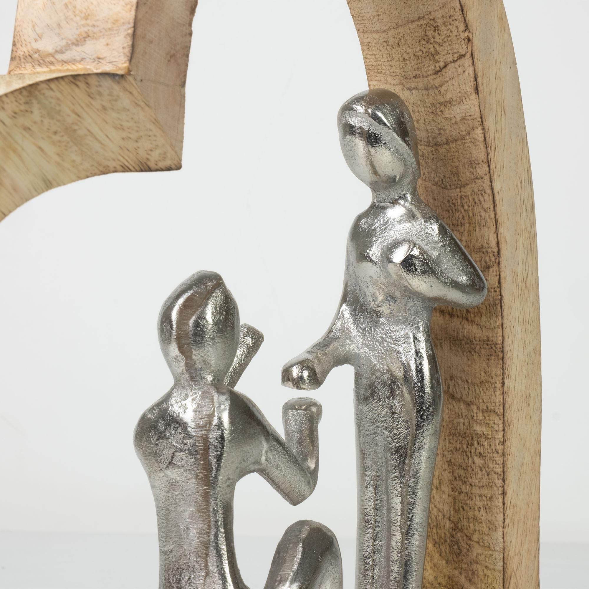 Moritz Figurka dekoracyjna The Promise 28 cm z drewna mango i aluminium Rzeźba w kształcie serca z dwoma osobami symbol miłości, zaufania i uczucia, dekoracja, rękodzieło, pomysł na prezent, unikat