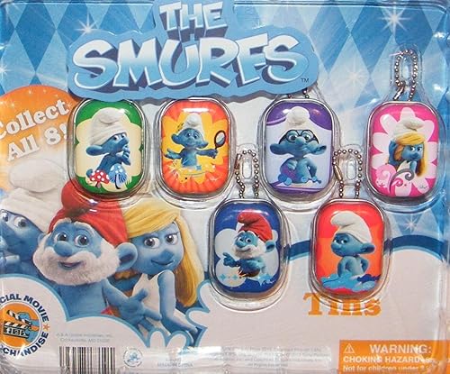 Miniatura 2 de Juego de 8 cajas de almacenamiento de lata de juguete con figura de pitufo, juego de 8 se cuelga en casi cualquier cosa